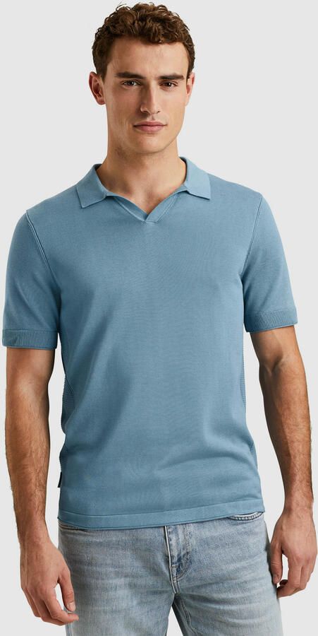 Cast Iron regular polo fijn gebreid blauw - Foto 2