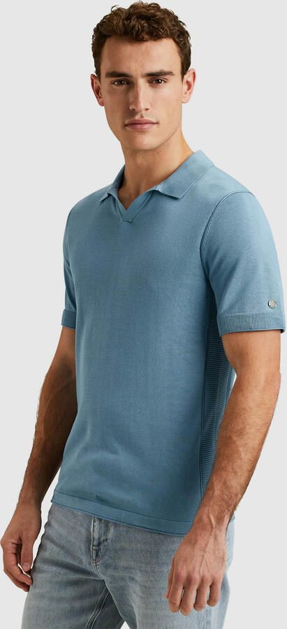 Cast Iron regular polo fijn gebreid blauw - Foto 3