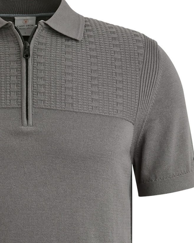 Cast Iron T-shirt Half-Zip Polo Structure Antraciet - Foto 5