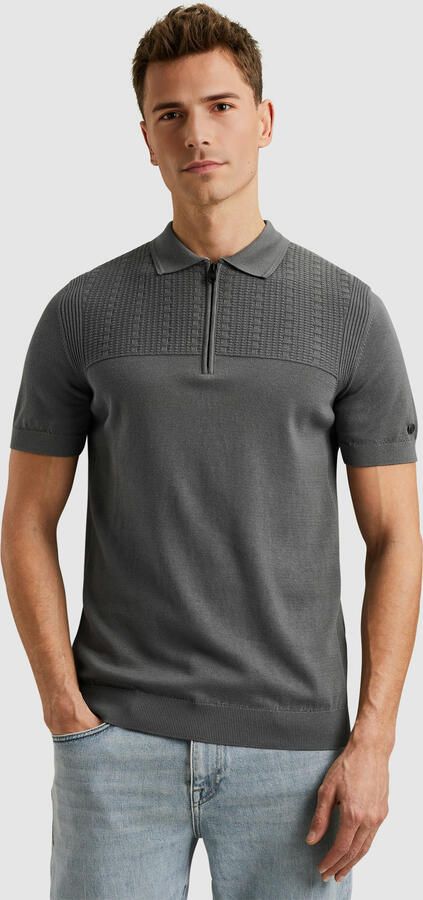 Cast Iron T-shirt Half-Zip Polo Structure Antraciet - Foto 4