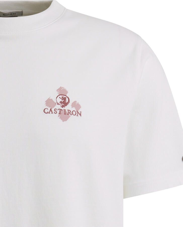 CAST IRON Heren Polo's & T-shirts Short Sleeve R-neck Regular Fit Cotton Gebroken Wit