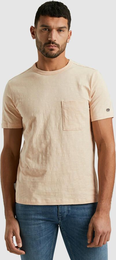 CAST IRON Heren Polo's & T-shirts Short Sleeve R-neck Regular Fit Cotton Slub Lichtroze - Foto 8