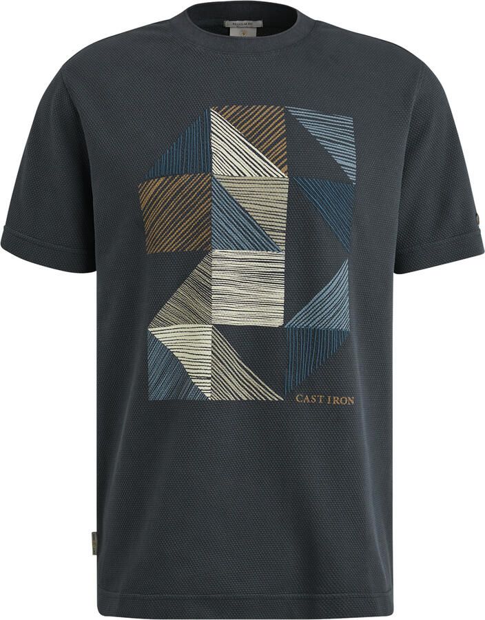 Cast Iron Moderne Kleurblok Tee Regular Fit Blue Heren - Foto 10