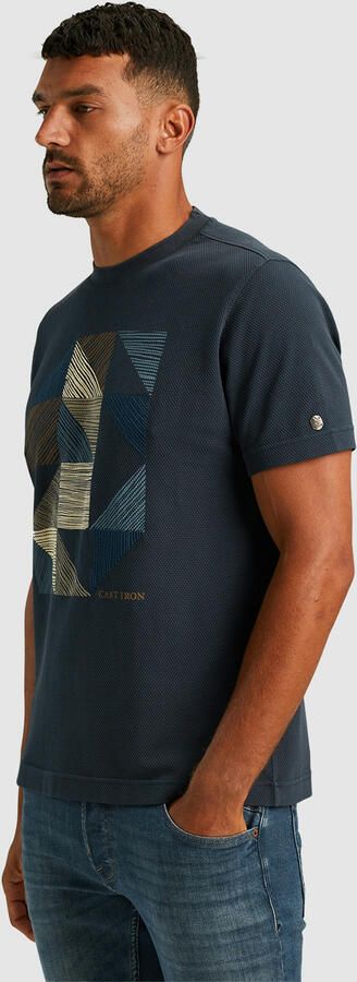 Cast Iron Moderne Kleurblok Tee Regular Fit Blue Heren - Foto 9