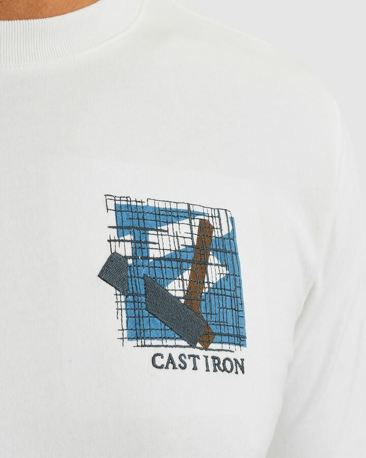 CAST IRON Heren Polo's & T-shirts Short Sleeve R-neck Regular Fit Jersey Peached Wit