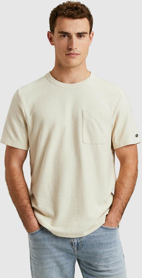 CAST IRON Heren Polo's & T-shirts Short Sleeve R-neck Regular Fit Structure Cotton Beige - Foto 3