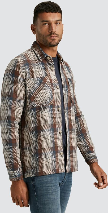 CAST IRON Heren Overhemden Long Sleeve Shirt Heavy Check Bruin - Foto 3