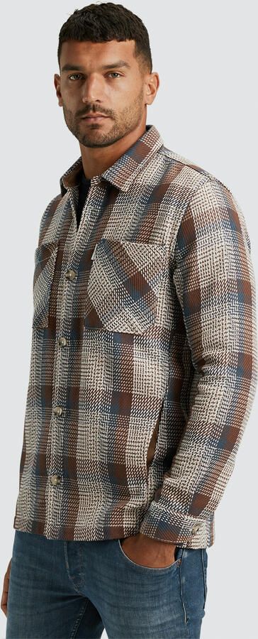 CAST IRON Heren Overhemden Long Sleeve Shirt Heavy Check Bruin - Foto 4