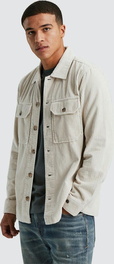 CAST IRON Heren Overshirts Long Sleeve Shirt Solid Ribcord Wit - Foto 6