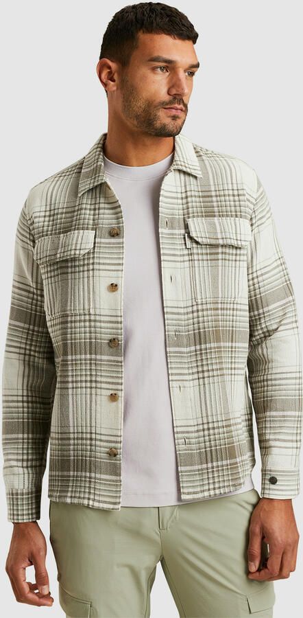 CAST IRON Heren Overshirts Long Sleeve Shirt Check Weave Yd Beige - Foto 7