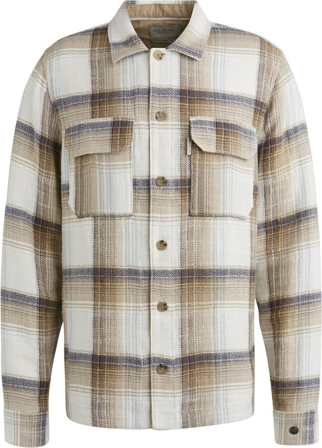 CAST IRON Heren Overshirts Long Sleeve Shirt Slub Check Zand - Foto 11