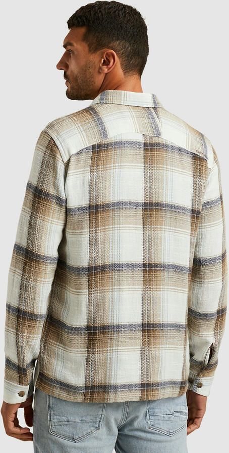 CAST IRON Heren Overshirts Long Sleeve Shirt Slub Check Zand - Foto 8