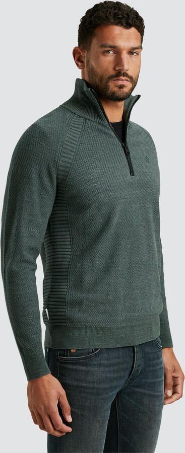 CAST IRON Heren Truien & Vesten Half Zip Collar Cotton Heather Plated Blend Groen - Foto 6