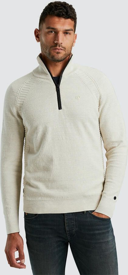 CAST IRON Heren Truien & Vesten Half Zip Collar Cotton Heather Plated Blend Beige - Foto 5