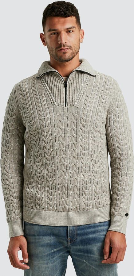 Cast Iron Half Zip Pullover Katoen Geplateerd Beige Heren - Foto 2