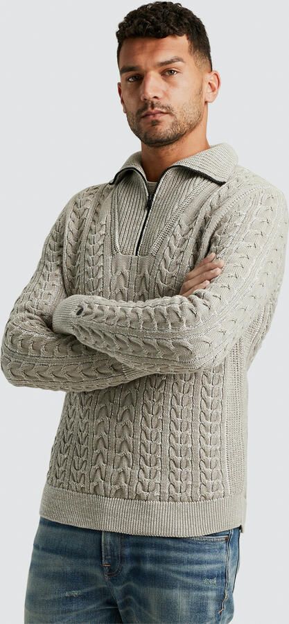 Cast Iron Half Zip Pullover Katoen Geplateerd Beige Heren - Foto 4