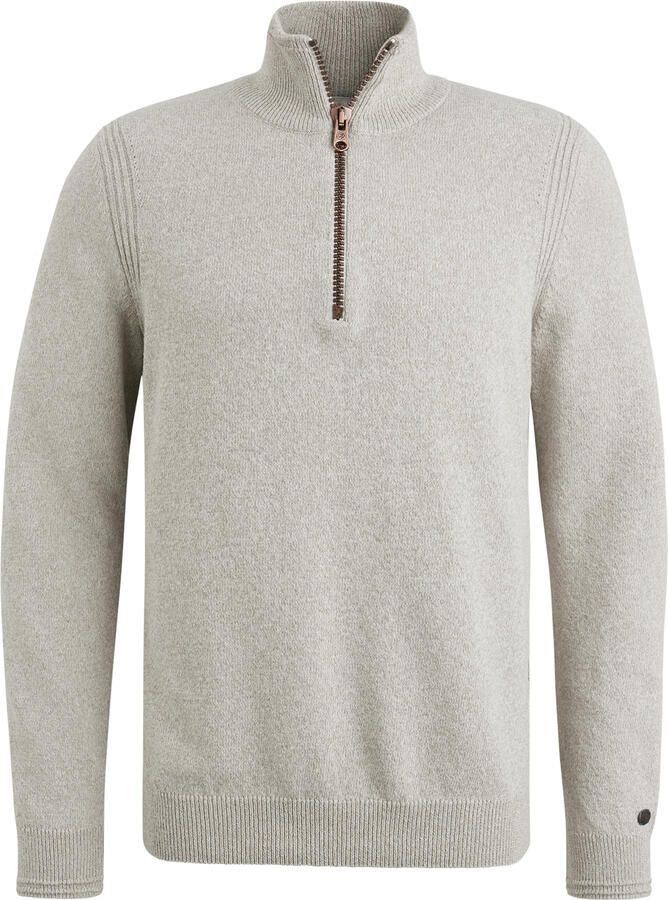 Cast Iron Half Zip Katoenmix Pullover Gray Heren