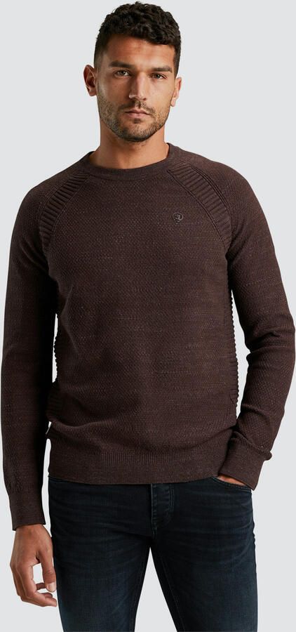 Cast Iron Heather Plated Gebreide Trui Brown Heren - Foto 6