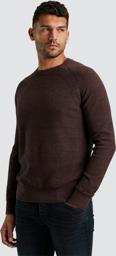 Cast Iron Heather Plated Gebreide Trui Brown Heren - Foto 6