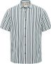 CAST IRON Heren Overhemden Short Sleeve Shirt Knitted Stripe With Structure Gebroken Wit - Thumbnail 2
