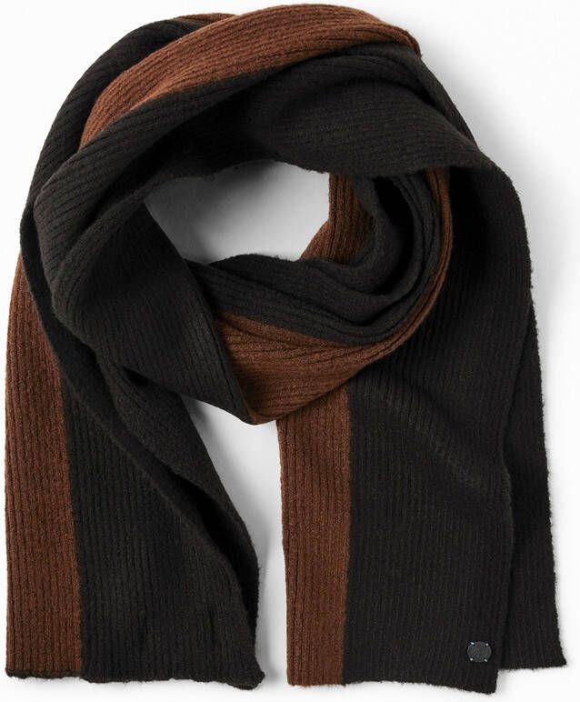 Cast Iron Knitted scarf with stripe black Zwart Heren