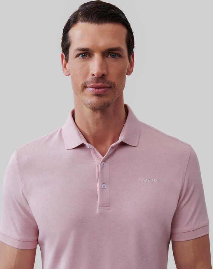 Cavallaro Napoli regular fit polo Bavegio met logo old pink melange