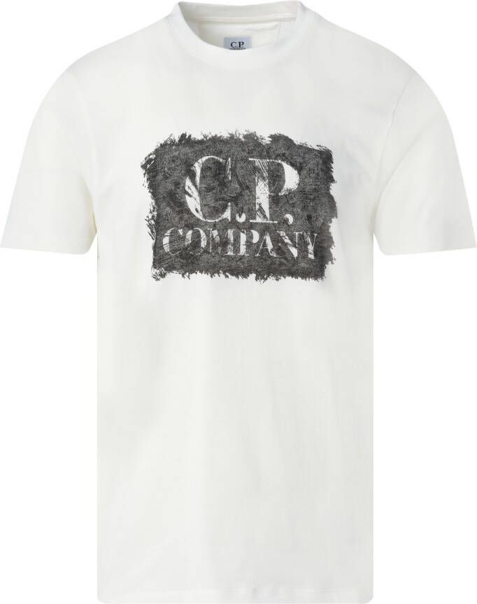 C.P. Company Klassieke Stijl Jersey Label T-Shirt White Heren
