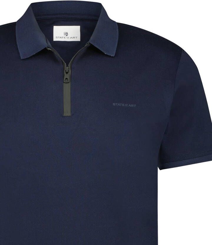 State of Art Mercerized Pique Polo Rits Donkerblauw - Foto 2
