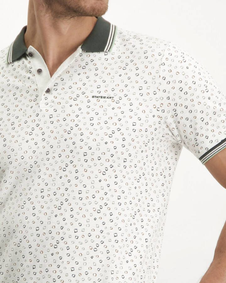 State of Art Pique Polo Print Beige - Foto 4