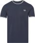 Fred Perry Heren T-shirt met dubbele streep decoratie Blue White Heren - Thumbnail 3