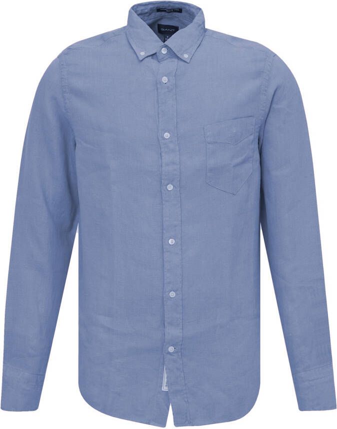 Gant overhemd linnen blauw Regular