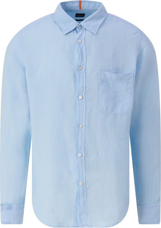 Boss Orange Regular fit linnen overhemd met borstzak model 'Relegant' - Foto 2
