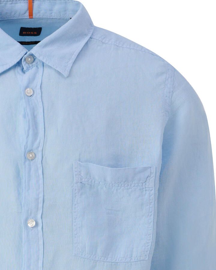 Boss Orange Regular fit linnen overhemd met borstzak model 'Relegant'