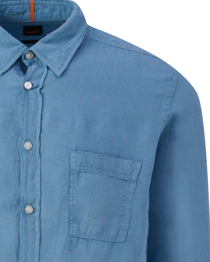 Boss Overhemd Lange Mouw Relegant Overhemd Linnen Blauw