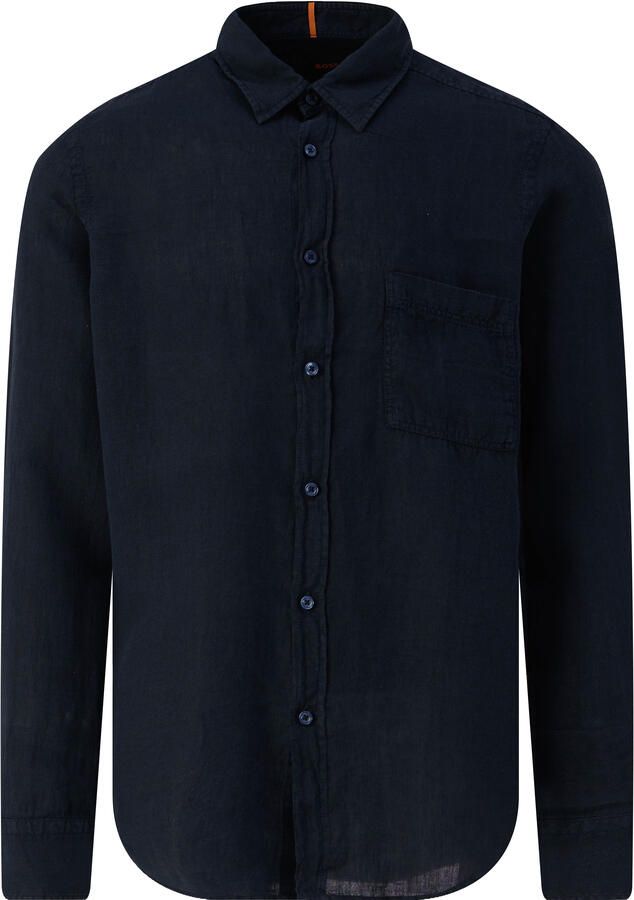 Boss Orange Regular fit linnen overhemd met borstzak model 'Relegant' - Foto 3