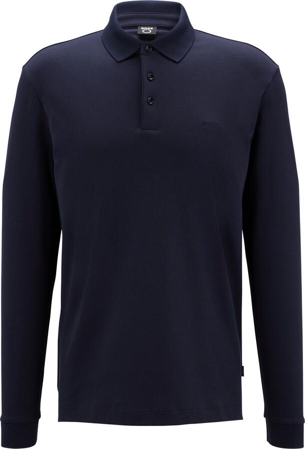 Hugo Boss Organisch Katoenen Longsleeve met Platgebreide Kraag Blue Heren - Foto 3