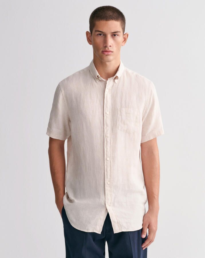 Gant Regular fit vrijetijdsoverhemd van linnen met button-downkraag - Foto 4