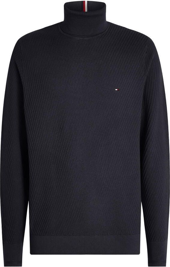 TOMMY HILFIGER Heren Truien & Vesten Rectangular Structure Roll Nk Donkerblauw
