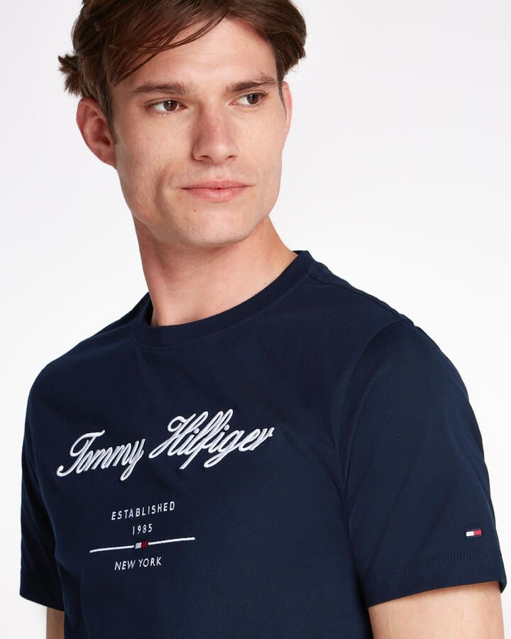 Tommy Hilfiger Embroidered Script T-Shirt Navy- Heren Navy - Foto 3