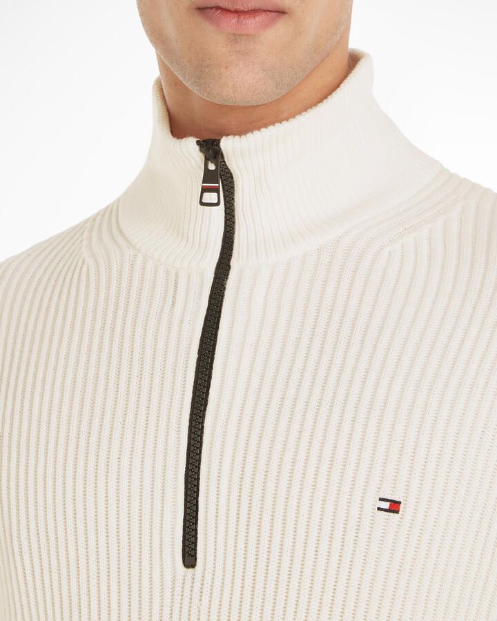Tommy Hilfiger Shadow GS Rib Zip Mock Pullover White Heren