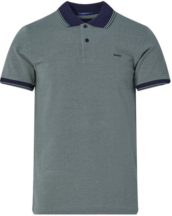 Gant Short-sleeved pique shirt in regular fit Groen Heren