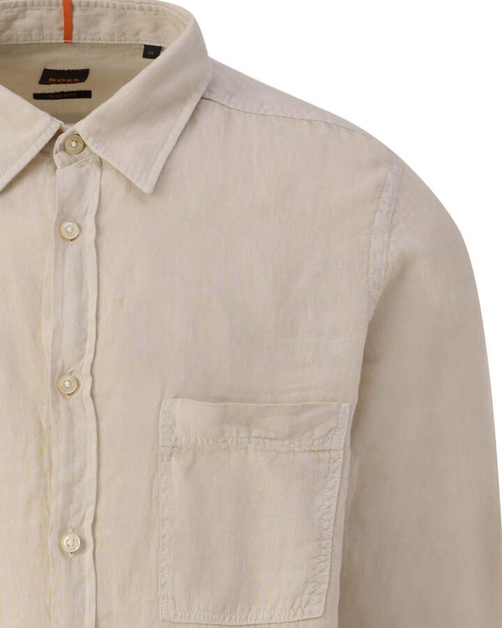 Boss Orange Regular fit linnen overhemd met borstzak model 'Relegant'