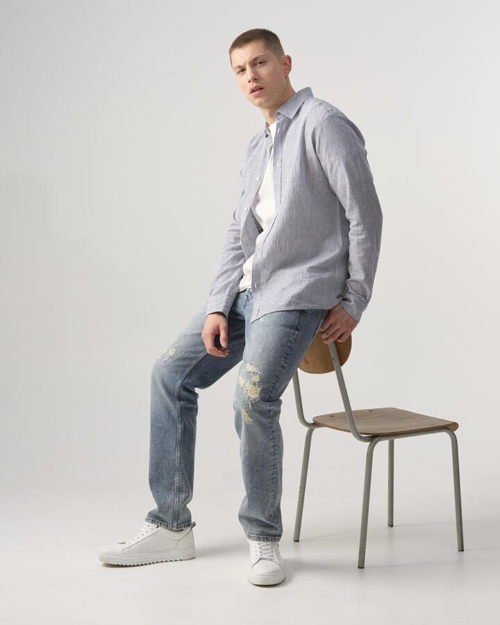J.C. Rags gestreept regular fit overhemd Jayden Stripe dark blue streep - Foto 2