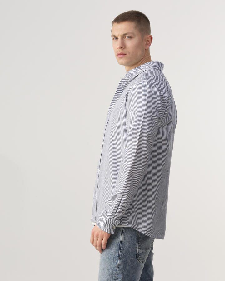 J.C. Rags gestreept regular fit overhemd Jayden Stripe dark blue streep - Foto 4