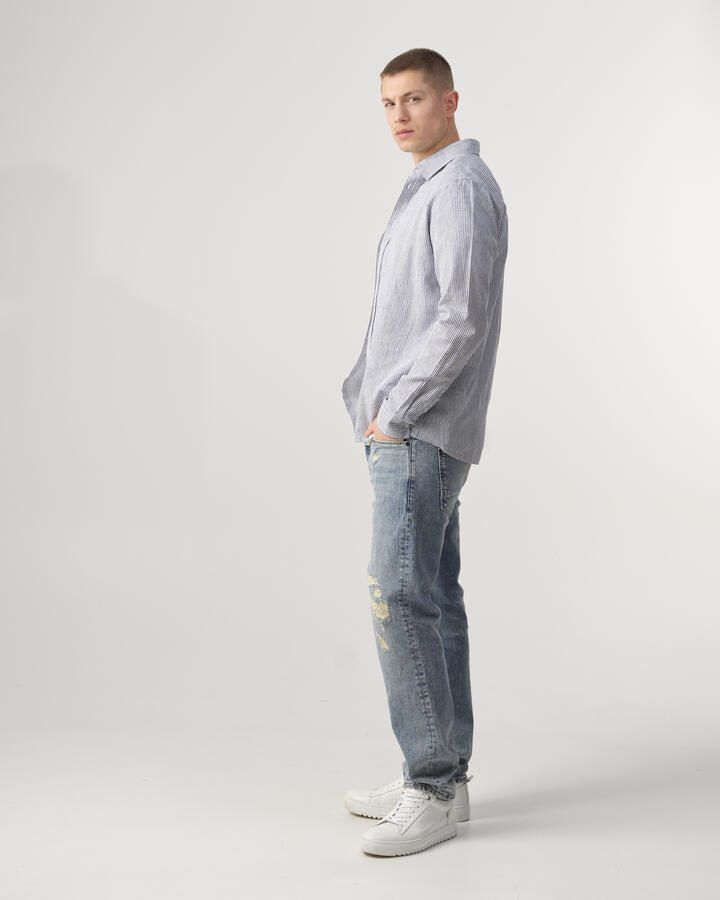 J.C. Rags gestreept regular fit overhemd Jayden Stripe dark blue streep - Foto 5