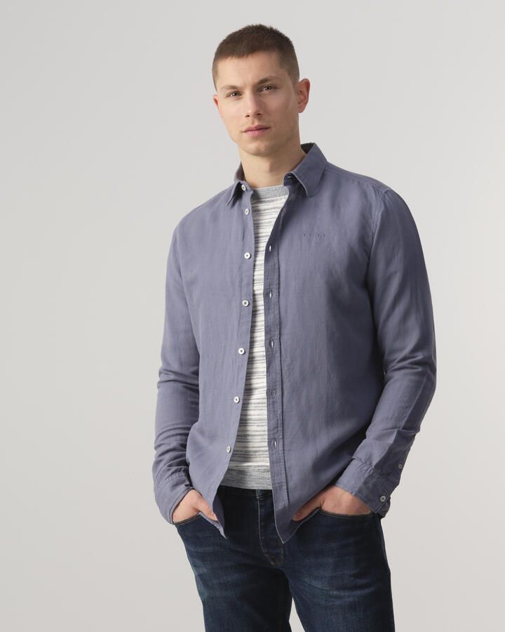 J.C. Rags regular fit overhemd Jayden Linen bluefin uni