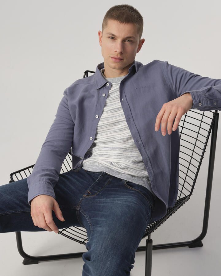 J.C. Rags regular fit overhemd Jayden Linen bluefin uni - Foto 2