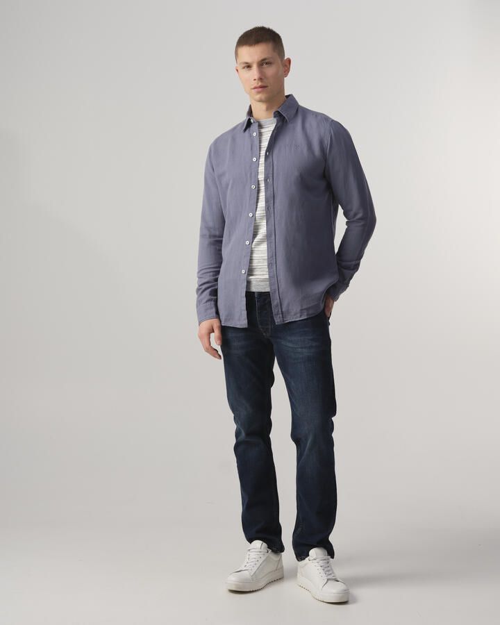 J.C. Rags regular fit overhemd Jayden Linen bluefin uni - Foto 3
