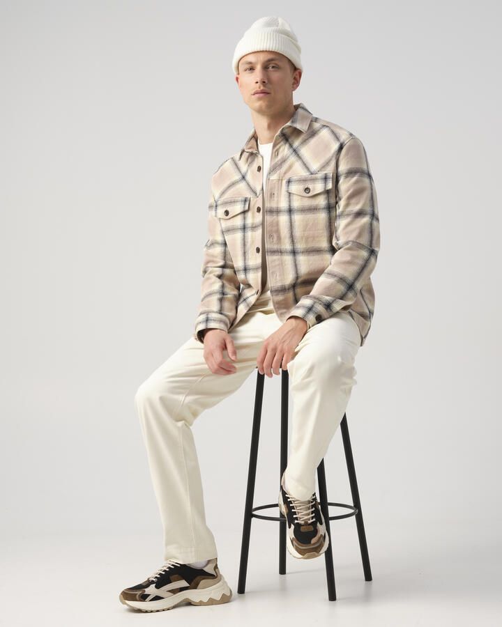 J.C. Rags geruit regular fit overshirt RYLEE bleached sand - Foto 2