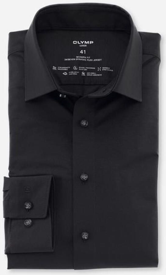 OLYMP Overhemd met lange mouwen Luxor 24 Seven modern fit jersey shirt met geurremmende materiaaleigenschappen - Foto 4